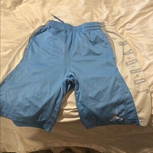 Jordan Blue and White Athletic Shorts Moisture-Wicking
